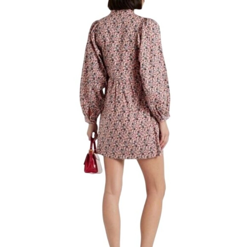 Joie Mini Dress Size XS Floral Print Button Up Gathered Long Sleeve Boho Chic - Picture 2 of 11